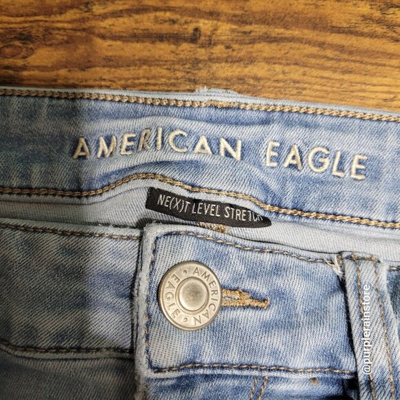 American Eagle Jeans 12 L Jegging Mid Rise Next Level Stretch Medium Light Wash - Picture 4 of 13